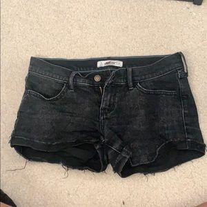 Hollister Black Denim Ripped Cuffed Shorts